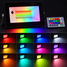 Прожектор RGB 10Вт 800Лм с пультом IP65 черный