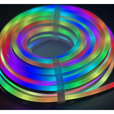 RGB стрічка з пультом неонова 5В від USB 5Вт/м 30 д.м. 39x39 IP65 вулична, бобіна 5м