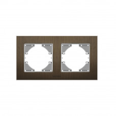 Рамка подвійна шоколадний алюміній горизонтальна BINERA