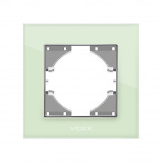 Рамка під розетку зелене скло одинарна BINERA горизонтальна