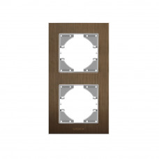 Рамка шоколадный алюминий на 2 розетки вертикальная BINERA