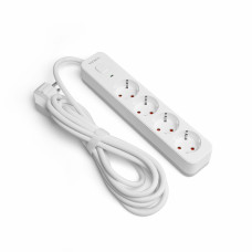 Сетевой фильтр-удлинитель с кнопкой 3м на 4 гнезда с заземлением ONCORD Белый
