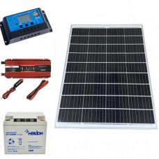 Сонячна панель 100W + інвертор 1000/2000 + ШИМ 30А та АКБ 12V 40Ah 480W (резервне живлення для дому)