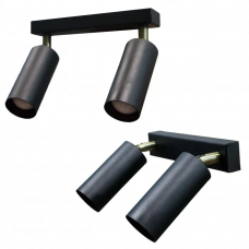 Спот світильник настінно-стельовий з поворотним механізмом чорний, на 2 плафони