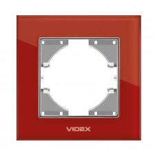 Стеклянная рамка для розетки одинарна горизонтальная BINERA Красная