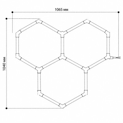 Потолочный модульный светильник Hexagon 75Вт 6000K для офиса, магазина, алюминиевая основа