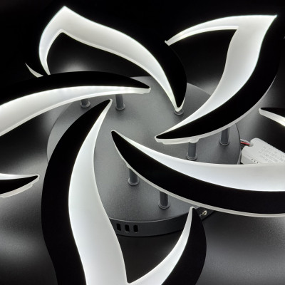 Стельова люстра 90W чорна три режими світла IP20 8100лм, без пульта