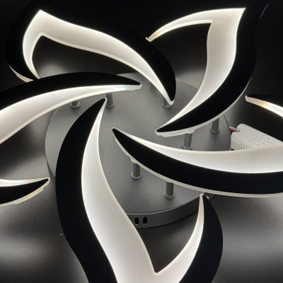 Стельова люстра 90W чорна три режими світла IP20 8100лм, без пульта