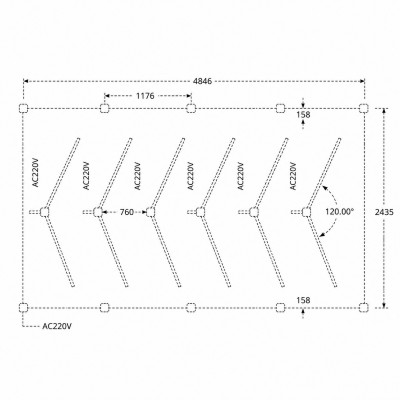 Світильник 430Вт для комерційних приміщень 2430×4835 мм Arrows 48000Лм IP20 6500К холодний білий на алюмінієвій підкладці