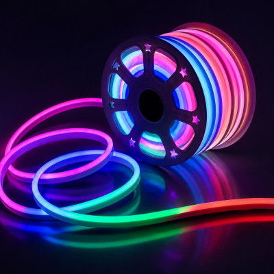Гнучкий RGB неон 220 вольт 8Вт/м SMD 2835 72д.м. IP65 8*16мм (ціна 1м)