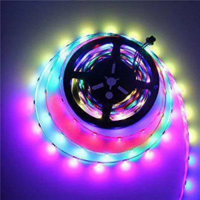 Адресная светодиодная лента RGB RW SMD 5050 5V 30 д.м. IP20 WS2812b черная основа (цена 1м)