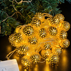 Світлодіодна гірлянда 6м 40LED кулі в металі 8 режимів 230В