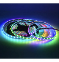 Адресная светодиодная лента в силиконе RGB RW 1LED SMD 5050 5V 60 д.м. IP67 WS2812b PIXEL c чёрной подложкой (цена 1 м)