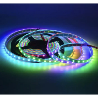 Адресная светодиодная лента в силиконе RGB RW 1LED SMD 5050 5V 60 д.м. IP67 WS2812b PIXEL c чёрной подложкой (цена 1 м)