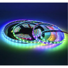 Адресная светодиодная лента в силиконе RGB RW 1LED SMD 5050 5V 60 д.м. IP67 WS2812b PIXEL c чёрной подложкой (цена 1 м)