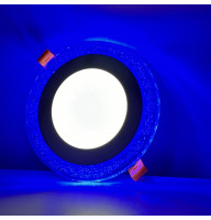 Вбудований круглий світлодіодний точковий світильник 6+3W 4000K білий з підсвічуванням 3W blue