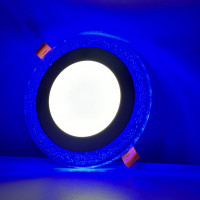 Вбудований круглий світлодіодний точковий світильник 6+3W 4000K білий з підсвічуванням 3W blue