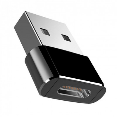 Адаптер-переходник USB-A to Type-C USB 2.0 3 А чорний