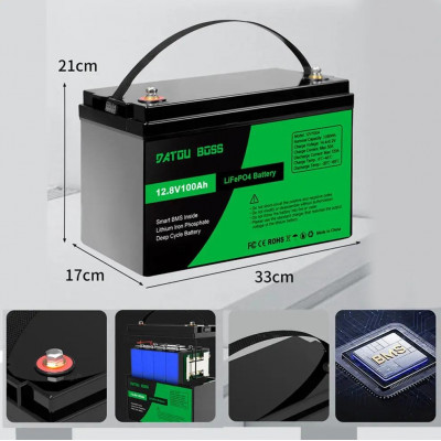 Акумулятор 12.8В LiFePO4 100Аг 1280Вт/год DATOU з вбудованою BMS