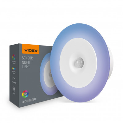 Акумуляторний led світильник 1.45Вт 50Лм з датчиком руху та 4000К/RGB