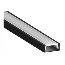 Накладний чорний профіль з матовим розсіювачем LS02-2 2м анод. (ціна 1м)