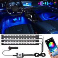 Автомобильная RGB led подсветка ног 12V 72 лампы с пультом дистанционного у...