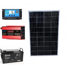 Зарядна станція на сонячній батареї 120W + інвертор 500W (макс 1000W) чисти...