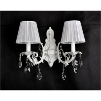 Біле класичне бра на дві лампи Е14 з текстильними абажурами, IP20