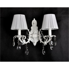 Біле класичне бра на дві лампи Е14 з текстильними абажурами, IP20