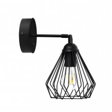 Бра лофт черное металлическое с открытым плафоном под лампу Е27 встроенный выключатель