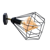 Чорний каркасний світильник-бра під лампу Е27