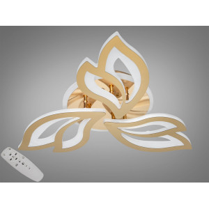 Декоративна люстра led 55Вт золото, димер, пульт, 3 режими світіння