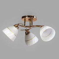 Декоративна люстра на 3 лампи скляні плафони Е27 золота арматура IP20