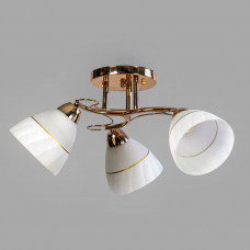 Декоративная люстра на 3 лампы стеклянные плафоны Е27 золотая арматура IP20