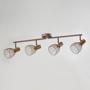 Декоративная потолочная люстра 4 плафона E14 металл, коричневая