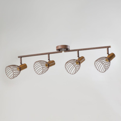 Декоративная потолочная люстра 4 плафона E14 металл, коричневая