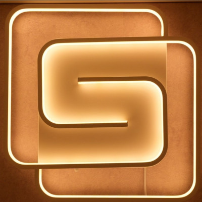 Декоративна люстра світлодіодна квадрат 75Вт біла, нічник, димер, пульт