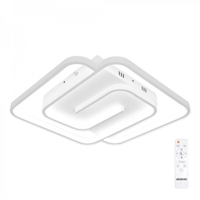 Декоративна люстра світлодіодна квадрат 75Вт біла, нічник, димер, пульт