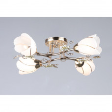 Декоративная люстра с плафонами-цветками на 4 лампы цоколь Е27