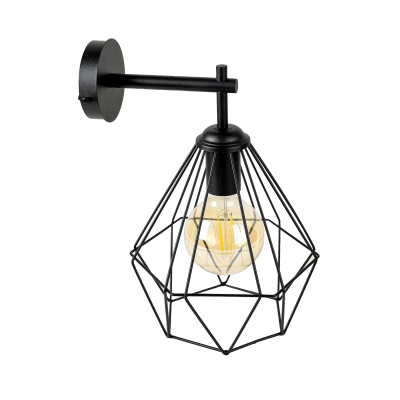 Декоративное бра лофт с многогранным плафоном Е27 металл черный