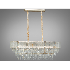 Дизайнерська люстра овальна з кришталевими елементами 10xE14 висота 40–85 см