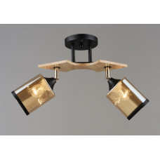 Двухплафонная люстра для потолка из дерева и стекла E27