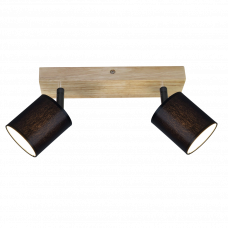 Двоплафонна люстра-спот з дерев’яною основою, чорний металевий корпус E14