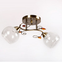 Елегантна стельова люстра на 2 плафони Е27 з декоративним склом