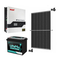 Солнечная электростанция для дома 3кВт: инвертор 24V, панели 6×445 Вт, 4х А...