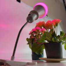 Фитосветильник для растений E27 8W 1200К биколор с гибкой ножкой и клипсой