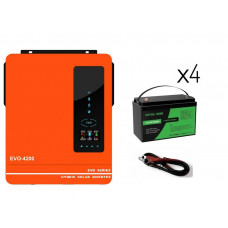 Инвертор для дома 4.2 кВт 24V гибридный с аккумулятором 4*LiFePO4 12.8V 100...