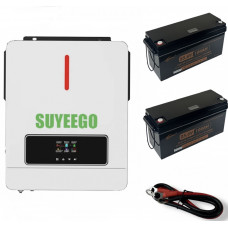 Інвертор для дому 4.2 кВт 24V гібрідний з акумулятором LiFePO4 24V 100Ah + кабелі 500 мм (резервне живлення)