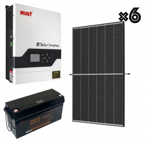 Инвертор 3.2кВт с аккумулятором LiFePO4 24V 100Ah(2560Вт) с Bluetooth (заря...