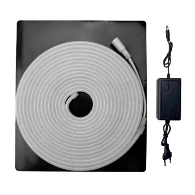 Світлодіодний неон 12V 6*12мм 4000К 5 метрів гнучкий IP65 з блоком живлення 3А